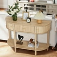 thumbnail image 5 of PHOYAL Fluted Half Oval Console Table with Drawers and Storage, Wooden Semi Elliptic End table with Shelf for Living Room, Half Round Side Table for Entryway Hallway, Beige, 5 of 7