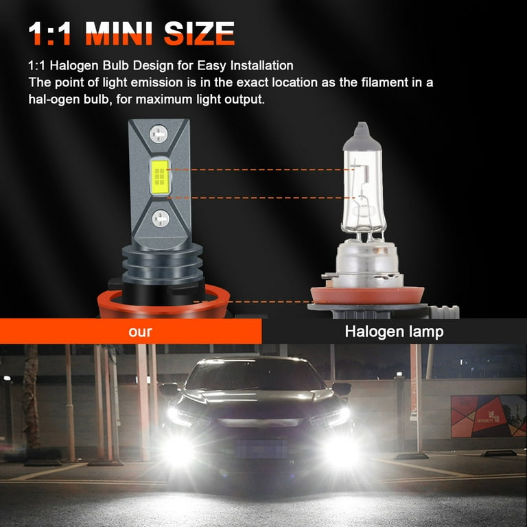 2 x H11 H8 H9 LED Headlight Bulbs Fog Lights 50W 6000K White T12 Serie –  winpower