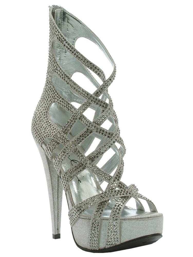 silver criss cross heels