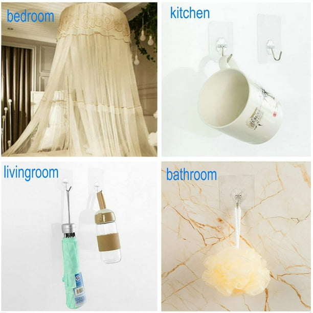 30Pcs Ganchos Adhesivos Gancho De Pared - Ganchos Autoadhesivos Transparentes Y Impermeables