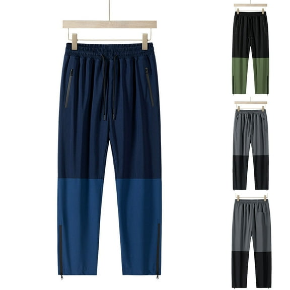 ZRGHAOYLQ Athletic Sweatpants for Men Big and Tall Outdoor Active Hiking Joggers Trendy Zipper Bottom Rain Pants Baggy Casual Drawstring Waistband Jogger Pants with Pockets