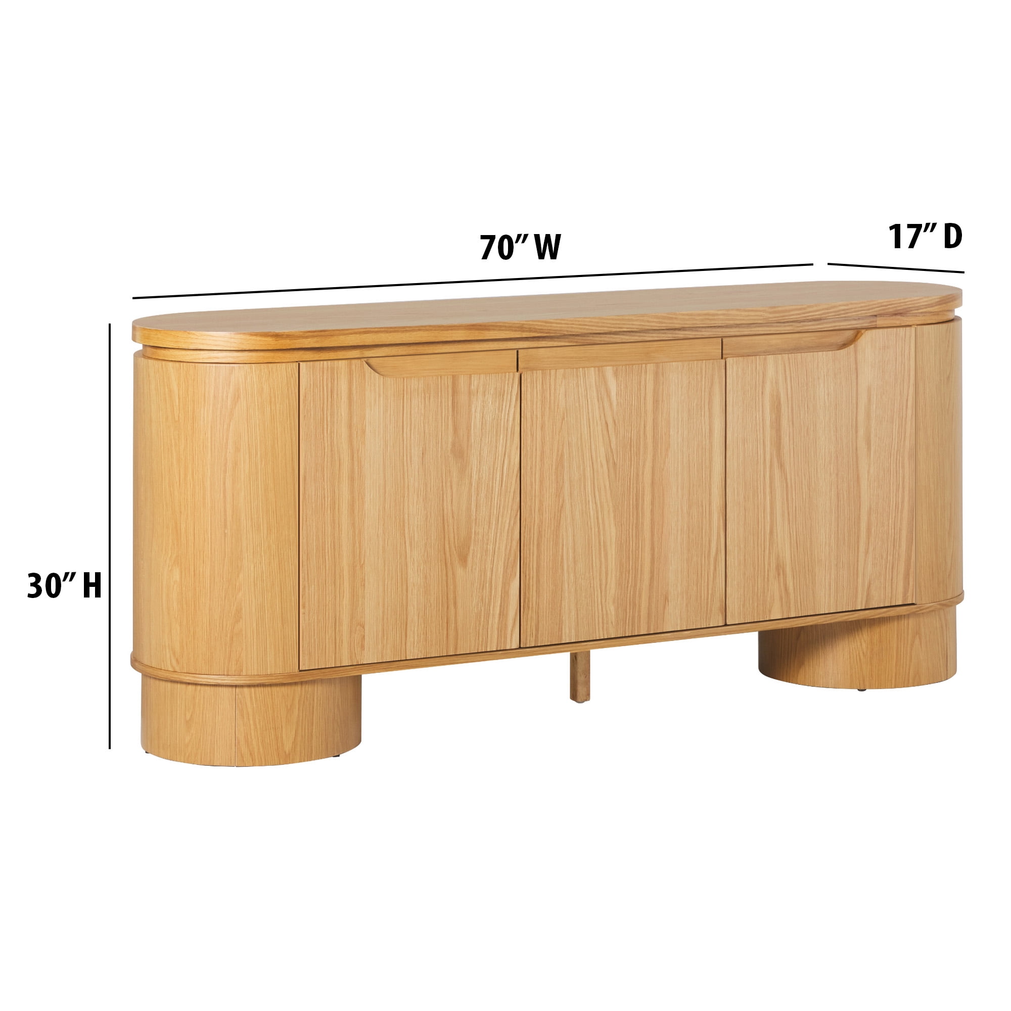 Walker Edison Modern Large Curved Wood Sideboard TV Stand, White Oak