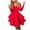 Red, variant on Fesfesfes Women Gowns Elegant Deep V-neck Solid Color Long Sleeve Ruffled Evening Dress