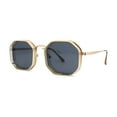 thumbnail image 2 of Mens Octagonal Dimensional Metal Rim Rectangle Steam Punk Sunglasses Gold Black, 2 of 4
