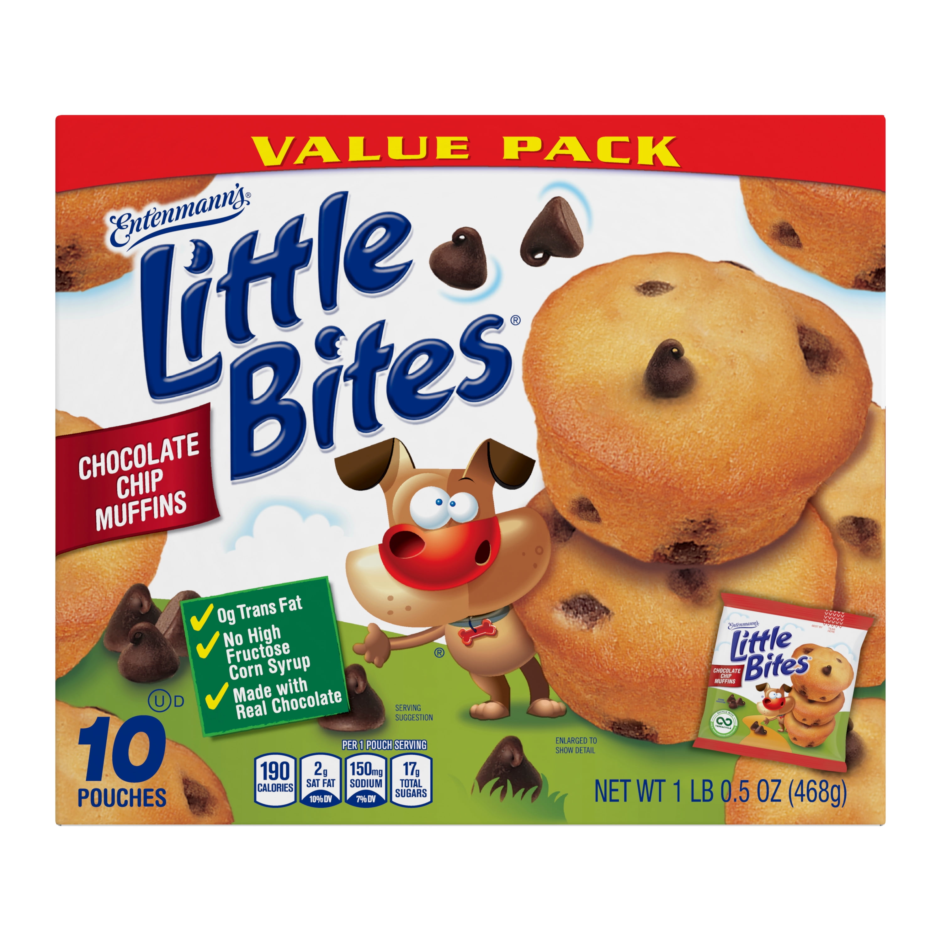 Entenmann’s Little Bites Chocolate Chip Muffins Value Pack, 10 Pouches