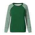 thumbnail image 5 of HVOBTTY Womens Long Sleeve Pullover Sweatshirt, Fall Tops for Women, Women's Crew Neck Striped Print Color Block Raglan Sweatshirt Army Green, XXL, 5 of 5