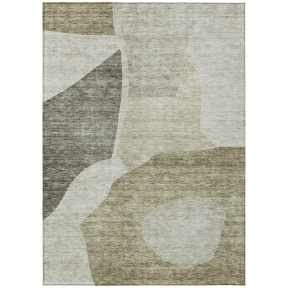 HomeRoots 580758 9 x 12 ft. Abstract Washable Indoor & Outdoor Rectangle Area Rug, Taupe, Brown & Beige