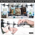 thumbnail image 4 of 2 Pieces Clothesline, Portable Elastic Adjustable Retractable Outdoor Camping Clothesline with 12 Positioning Clips and Loops, for Outdoor Travel Indoor Camping, 4 of 5