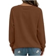 thumbnail image 6 of VEKDONE Womens Raglan Long Sleeve Sweatshirt Solid Color V Neck Loose Fit Pullover Top Casual Lightweight Comfy Solid Color Sweatshirts Brown M, 6 of 6