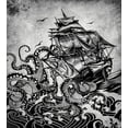thumbnail image 3 of Ambesonne Nautical Duvet Cover Sets, Monochrome Kraken and Ship, 2-King, Charcoal Grey Pale Taupe, 3 of 7