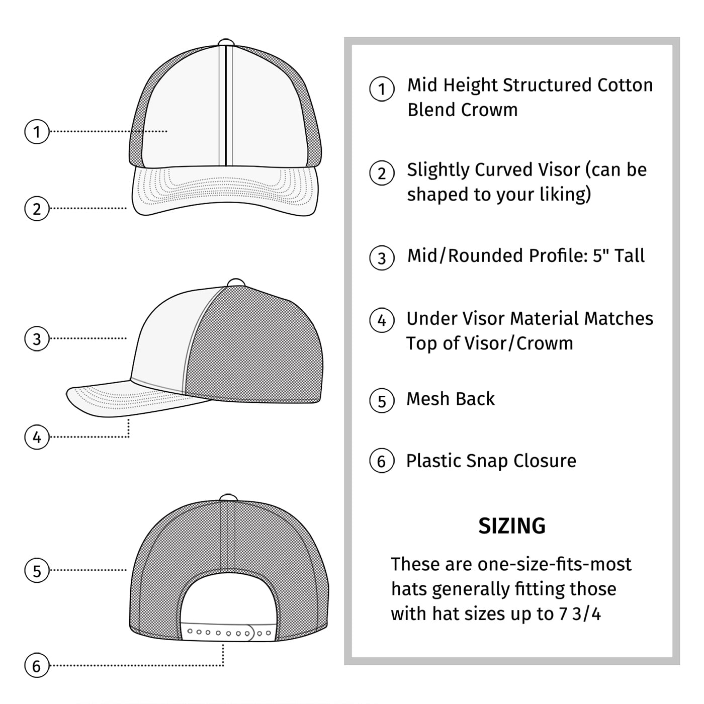 LRD Men Trucker Hat Adjustable Snapback Mesh Baseball Cap