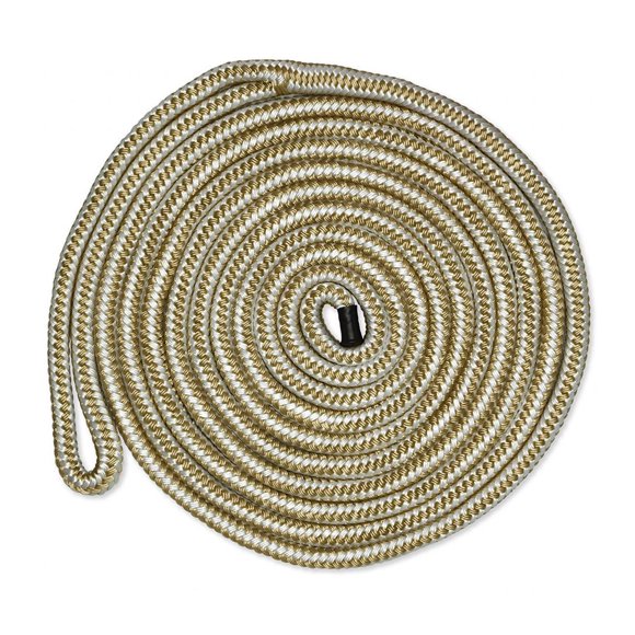 Martyr Anodes Boat Dock Line CDL3815WG Premium Cordage; Double Braided; UV Resistant/Abrasion Resistant; 3/8 Inch Diameter x 15 Foot Length; White Gold; Nylon