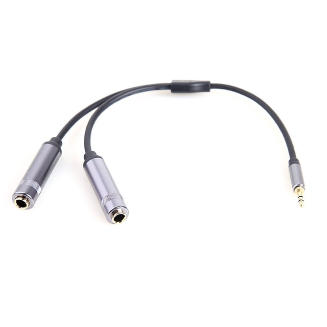 Kearding Conector de 3,5mm a doble Cable auxiliar de 6,35mm, 2 enchufes, divisor de Audio Flexible, Cable adaptador antiinterferencias, Cable conector de Cables de audio/vídeo