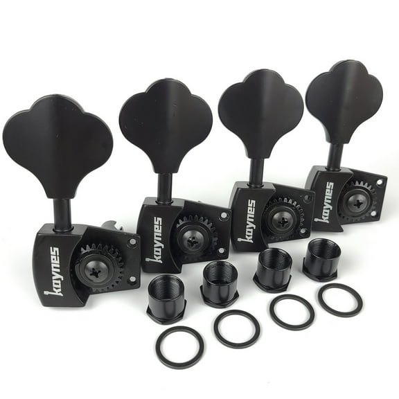 Kaynes Bass Tuners 1:26 Ratio Open Gear Tuning Key Pegs Machine Head Replacement for Electric Jazz Guitar Bass DJ330 Black