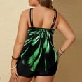 thumbnail image 4 of Pisexur Women's Plus Size Modest Tankini Swimsuit with Shorts Tummy Control Flowy Printed Two Piece Bathing Suit Adjustable Straps for Beach Pool Vacation Green,XL, 4 of 5