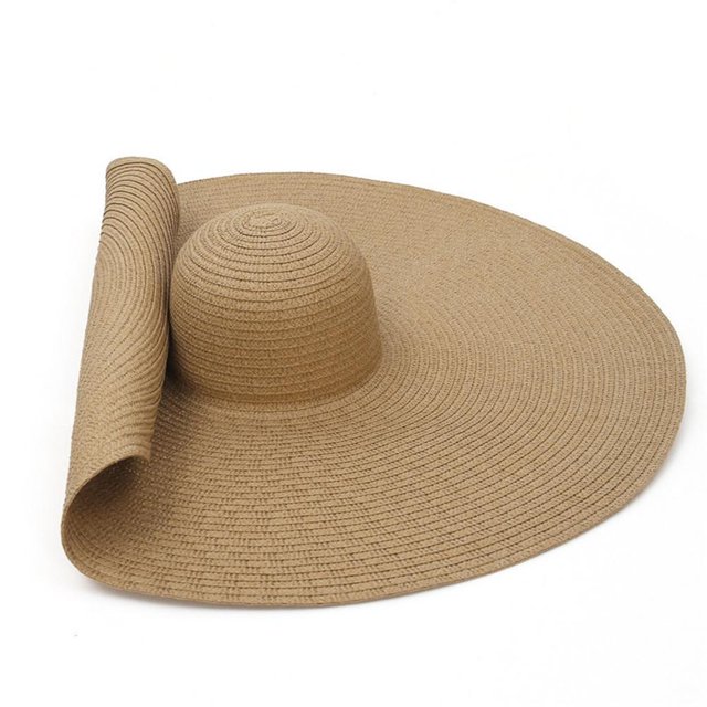 Sombrero De Paja Flexible Sombrero De Sol De Gran Tamaño Sombrero De Playa De Ala Grande Anti-Uv Protección Solar Sombrero De Verano Enrollable Plegable Eigraketly AP006403-03