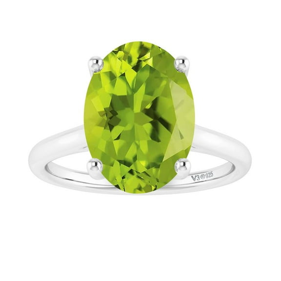 Sterling Silver with Natural Peridot Solitaire Ring