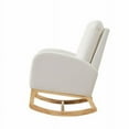 thumbnail image 3 of HLONK High Back Side Pockets Flannel Wooden Indoor Rocking Chair Beige, 3 of 5