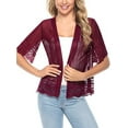 thumbnail image 4 of aturustex Sexy Women Casual Top Lace See-Through Crochet Cardigan Short Sleeve Cover Up, 4 of 4