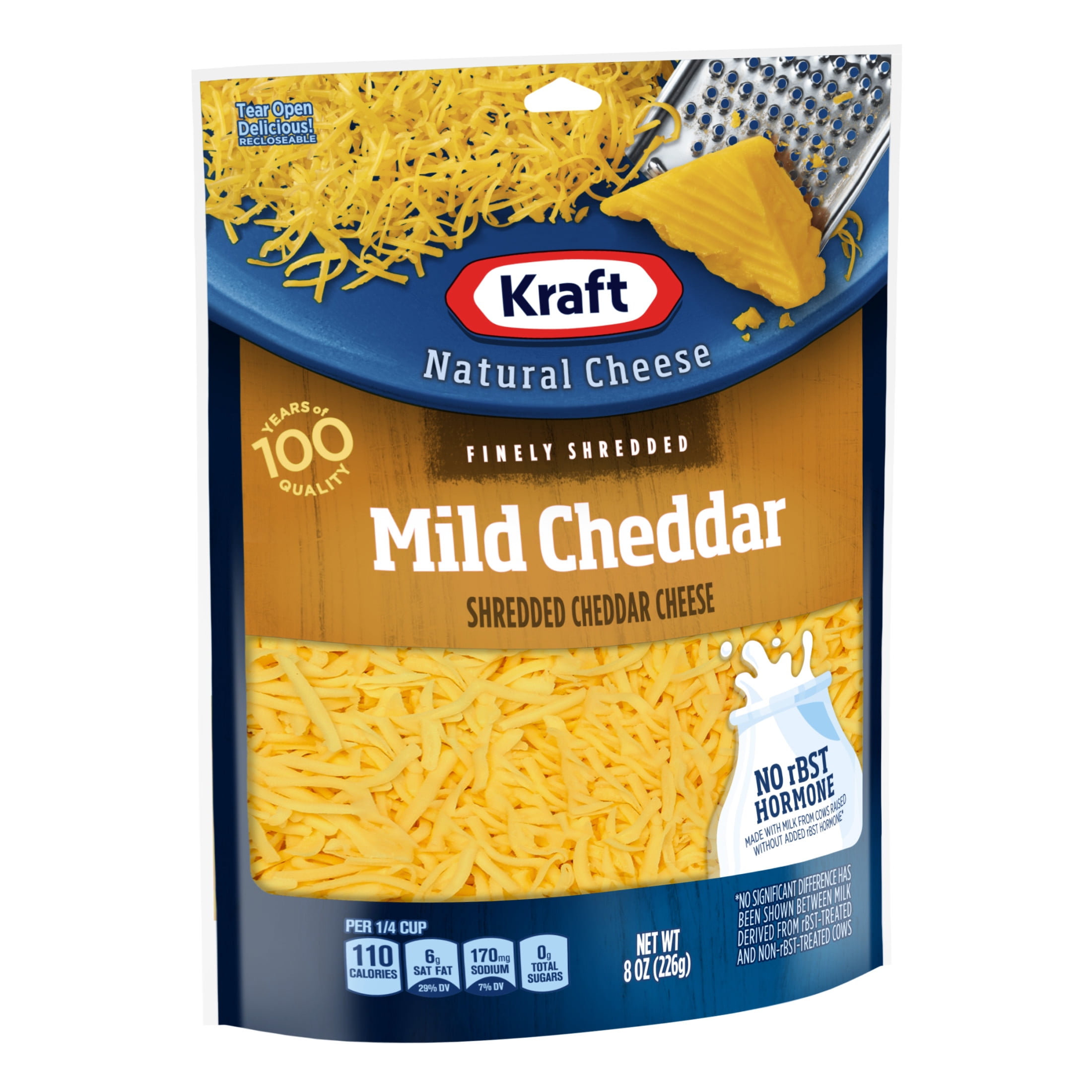 Kraft Natural Mild Cheddar Finely Shredded Cheese, 8 oz Bag