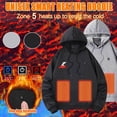 thumbnail image 2 of ZCFZJW Heated Hoodie for Men Trendy Printed Fall Winter Long Sleeve Thick Warm Hooded Sweatshirts Heated Jackets USB Electric Pullover Outdoor 5 Heating Zones with Pockets C-Gray XXXL, 2 of 10