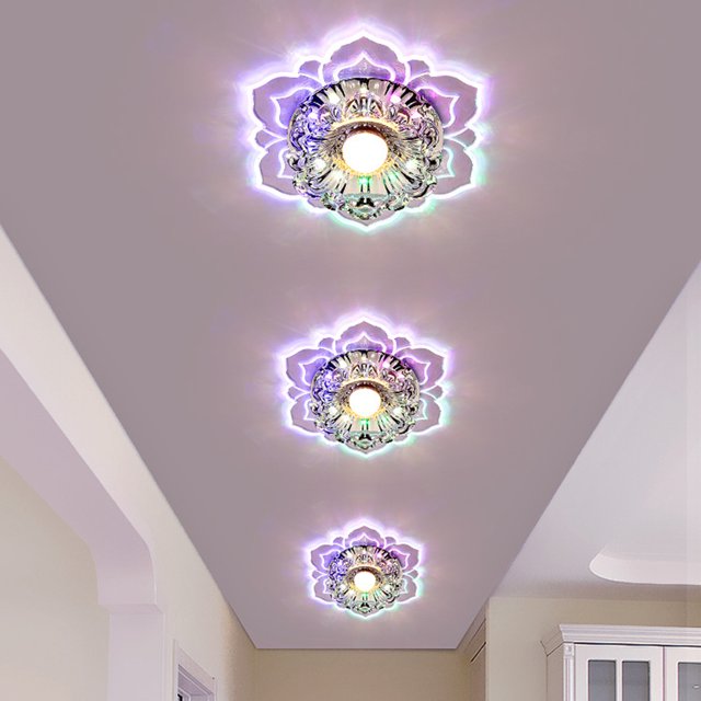 Luces de techo de cristal LED modernas Lámpara de porche montada en superficie (multicolor)