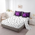 thumbnail image 5 of Castle Fairy Video Game 7pcs Bedding Comforter Set,Black Purple Queen Bedding Sets Super Cozy,Geometric Theme Queen Sheet Sets,Ultra Soft Abstract Home Decor,Reversible, 5 of 8