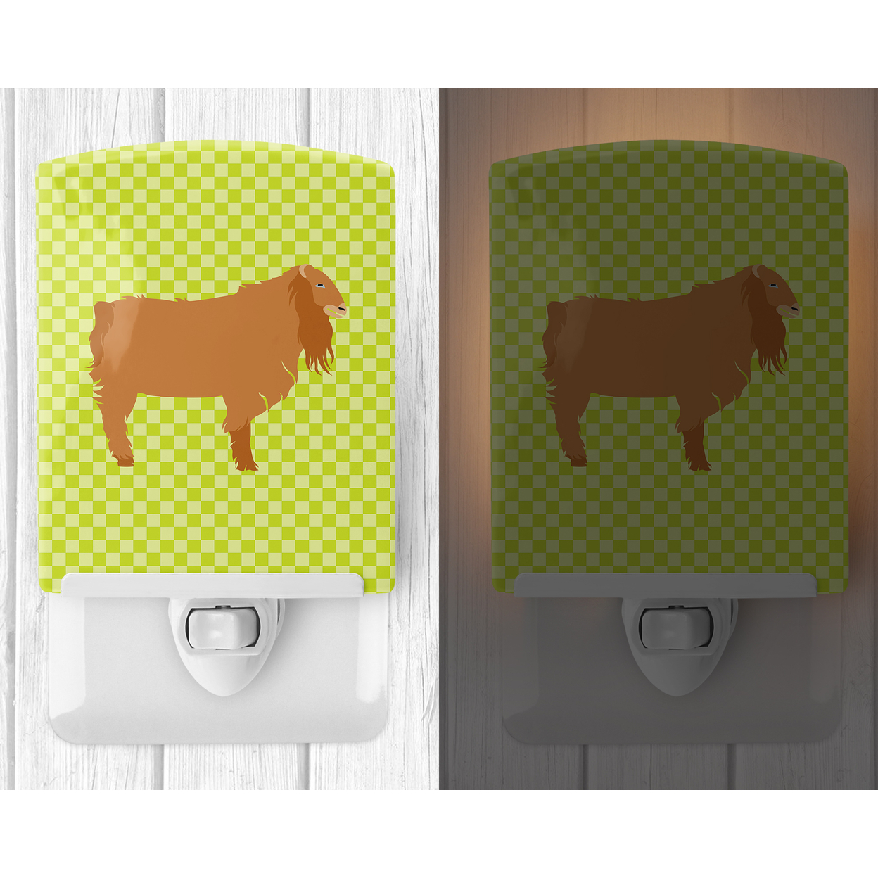 Caroline's Treasures BB7711CNL Lamancha Goat Green Ceramic Night Light, 6x4x3", multicolor