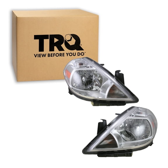 TRQ 2 Piece Headlight Assembly Set Driver & Passenger Side Fits 2012 Nissan Versa Hatchback 2007-2011 Nissan Versa NI2502165 NI2503165