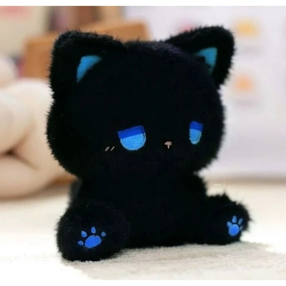 Cute Emo Cat Plush Toy 6.3 in, Small Sitting Cat Stuffed Animal Doll, Kawaii Kitty Plush Figure, Mini Soft Cat Plush for Desk Shelf Bed Decor, Gift for Cat Lovers