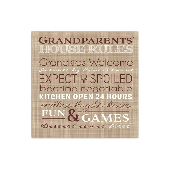 Grandparents' Rules Cocoa Cream Check 12 x 12 Wood Wall Sign Plaque