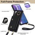 thumbnail image 6 of Crossbody Strap Wallet Case for Samsung Galaxy Note 20 with Wrist Strap, 360° Rotating Ring Kickstand & Card Holder PU Leather Purse Magnetic Snap Zipper Case Cover for Galaxy Note 20, Black, 6 of 9