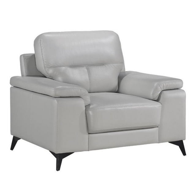 Lexicon Mischa Fauteuil d'Appoint Assorti en Cuir, Gris Argenté