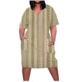 thumbnail image 1 of Vestido Corto de Verano Moda Grande Impresión de Manga Corta Cuello en V Bolsillo Mini Vestido para Casual Y Diario, 1 of 5