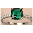 thumbnail image 1 of Emerald ring, engagement ring, green gemstone ring, cushion cut emerald Ring, 1 of 4