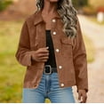 thumbnail image 2 of Fartey Women's Faux Suede Jacket Casual Long Sleeve Lapel Collar Coats Vintage Button Up Coat Outerwear with Pockets Coffee L, 2 of 9