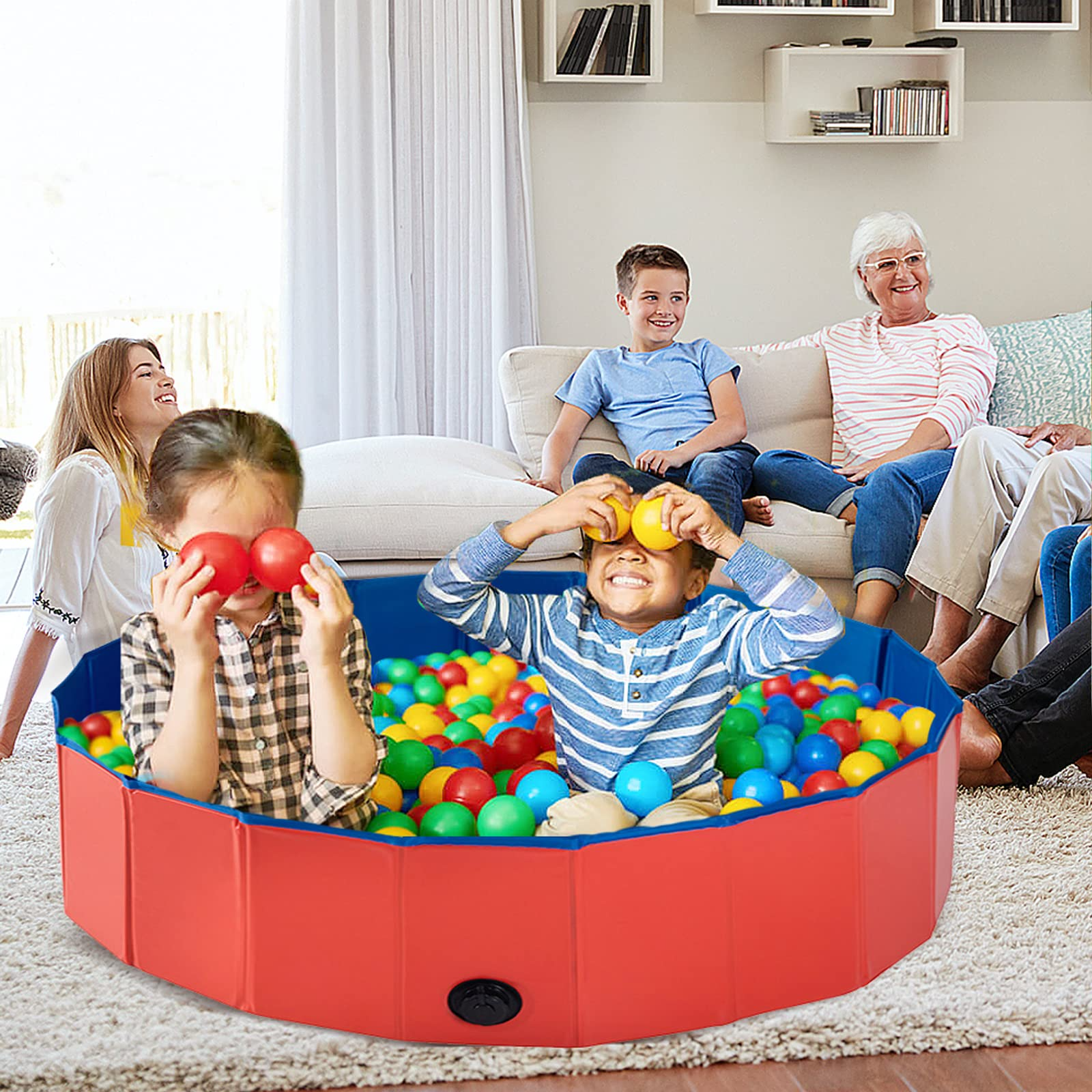 Collapsible Pet Dog Bath Pool, Kiddie Pool Hard Plastic Foldable Bathing Tub PVC Outdoor Pools for Dogs Cat Kid