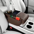 thumbnail image 1 of Car Armrest Riser Pad with Wireless Charging, Nappa Leather Console Organizer, Dual Cup Holders, Side Pocket Storage for Enhanced Driving Comfort & Phone Power, 1 of 8