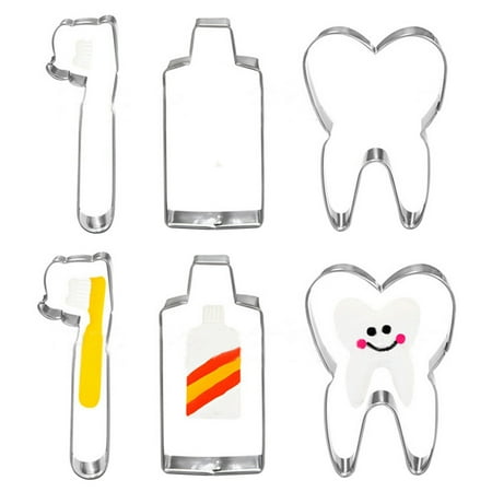 

Conditiclusy 3Pcs/Set Cookie Mold Portable Multifunctional Rust-proof Tooth Shaped Cookie Cutter for Food