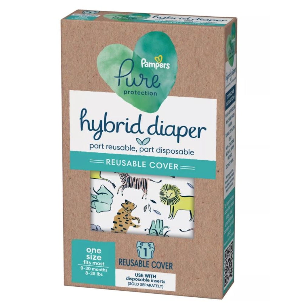 Pampers Pure Hybrid Reusable Cloth Diaper Cover, One Size Jungle