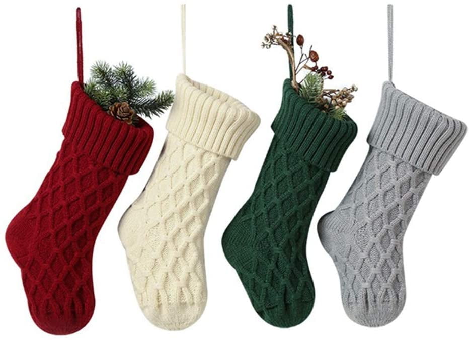 4 Pack 15 Inches Christmas Stockings Knitted Stockings Extra Large Xmas