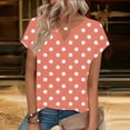 thumbnail image 2 of Olyvenn Womens Tops Polka Dot T Shirts Short Sleeve V Neck Summer Casual Loose Basic Tee Shirt Trendy Fashion Tee Clothes Pink M, 2 of 6