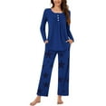 thumbnail image 2 of Aoujea 50% Off Clear! Plus Size Womens Pjs Sets Long Sleeve Pajamas for Women Comfy Fashion And Casual Loose Printed Round Neck Button Up Long Sleeved Pants Pajama Set Deals, 2 of 7