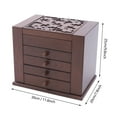 thumbnail image 4 of Miumaeov 5 Layer Vintage Carved Flower Jewelry Organizer Large Wooden Necklace Ring Storage Box Case with Mirror and 4 Drawers (Brown), 4 of 20