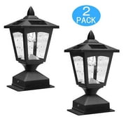 Pack of 2 Kanstar Solar Powered Post Cap Light for 4 X 4 Nominal Wood Posts Pathway, Deck