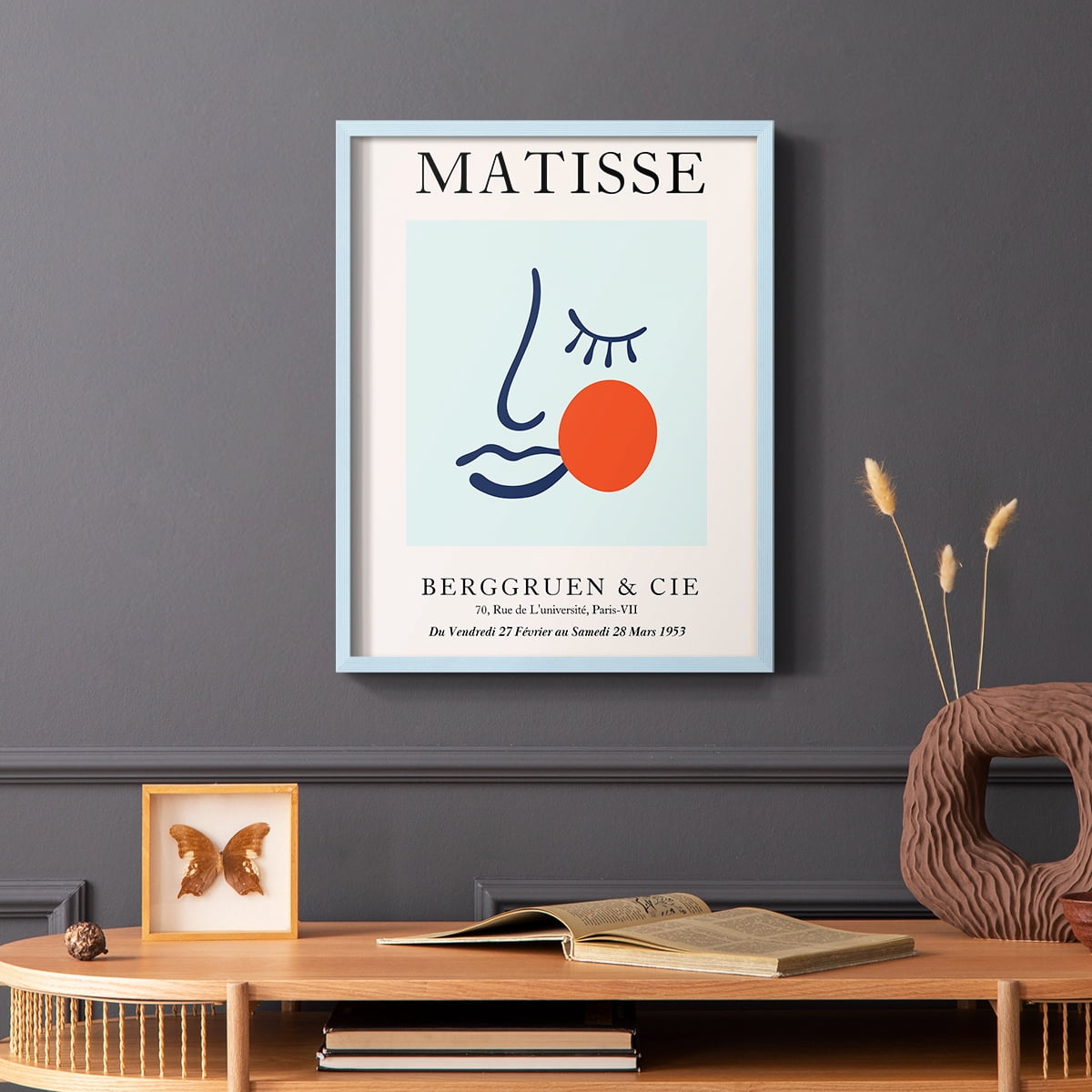 Matisse CDXCVIII in Blue Solid Wood Framed Print No Nail Hanging