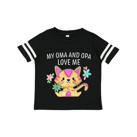 

Inktastic My Oma and Opa Loves Me with Cute Kitten and Flowers Gift Toddler Boy or Toddler Girl T-Shirt