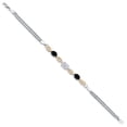 thumbnail image 3 of 925 Silver and 10K Yellow Gold IGI Certified Lab Grown Diamond and Black Onyx Bracelet for Women | 1.88 Cttw | Center Oval Cut Diamond 1 Ct | D-E Color | VS1-VS2 Clarity | Wheat Chain | 7.5 inches, 3 of 6