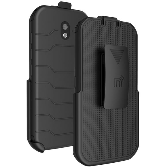 Holster for CAT S42, Nakedcellphone Black [Rotating/Ratchet] Belt Clip Holder Case [with Kickstand] for Caterpillar CAT S42 Phone (and S42 H+)