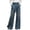 #0025-Dark Blue, variant on Womens Denim Pants High Waist Floral Embroidered Ruffle Trim Wide Leg Jeans Floral Embroidered Trim Womens Wide Leg Jeans Loose Fit Street Style Vintage Jeans